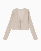 Gilet court en maille lurex avec nouette