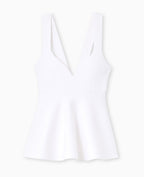 Top peplum en maille serrée encolure cœur