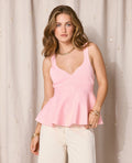 Top peplum en maille serrée encolure cœur