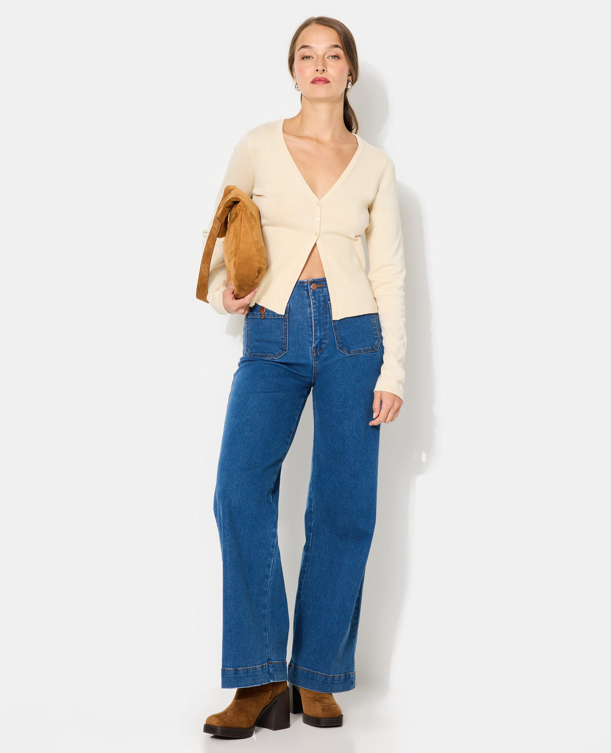 Gilet en maille fine avec grand bord-côtes