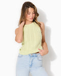 Pull sans manches en maille torsadée