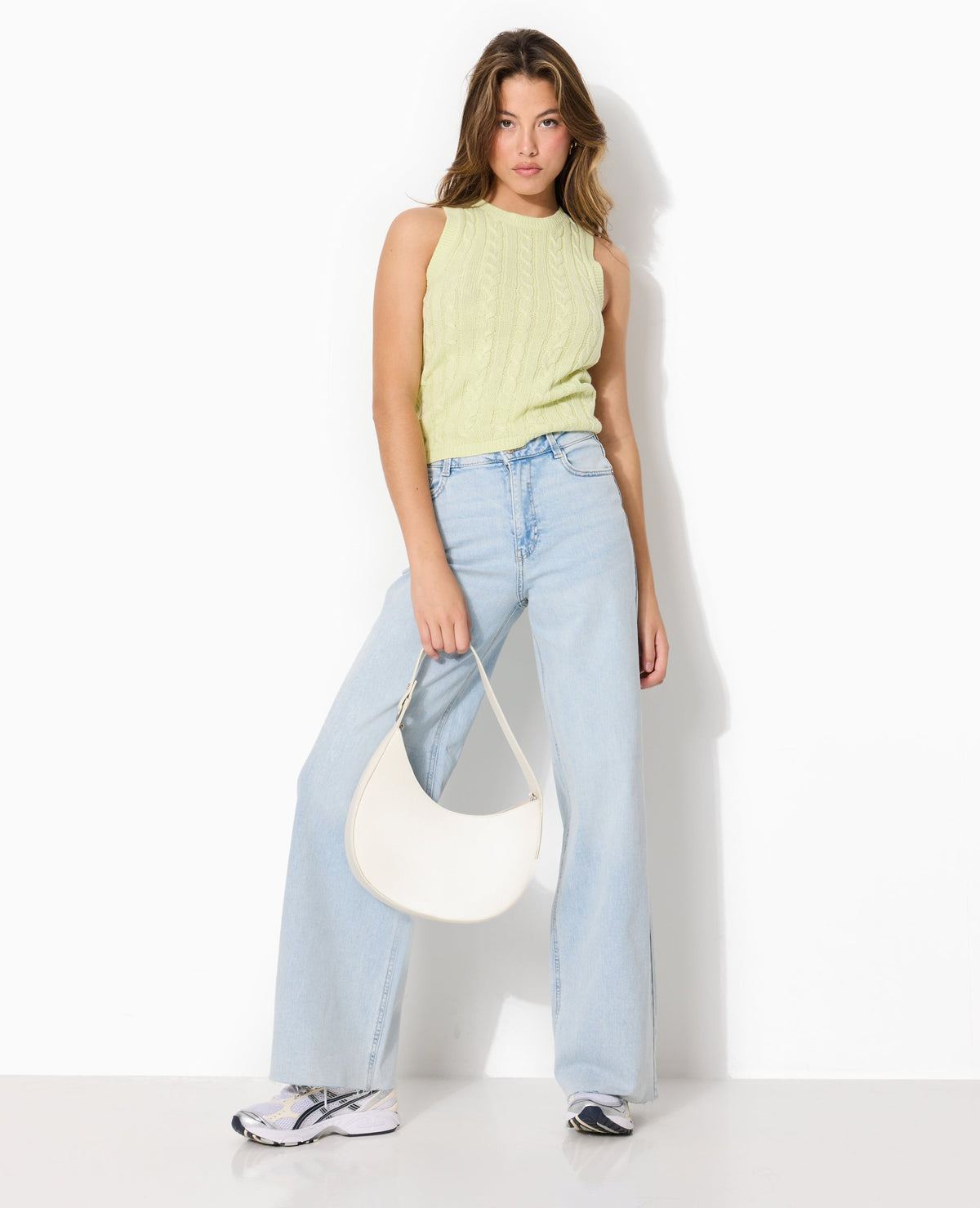 Pull sans manches en maille torsadée