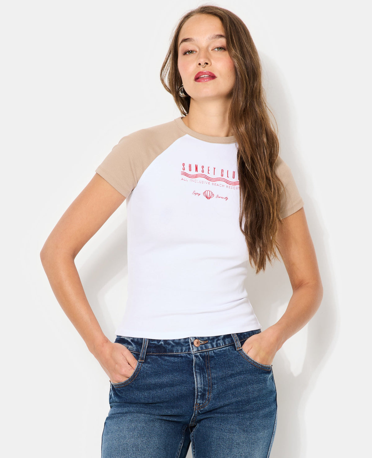 T-shirt manches raglans avec broderie