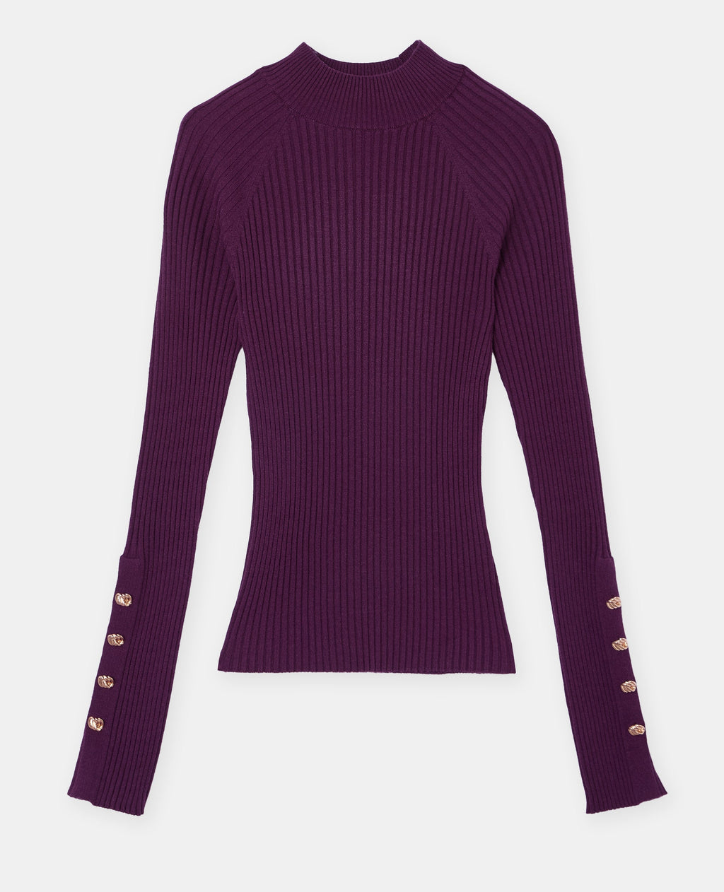 Pull ajusté en maille côtelée avec boutons bijoux