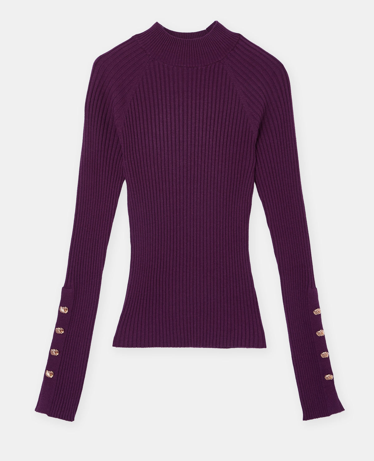 Pull ajusté en maille côtelée avec boutons bijoux