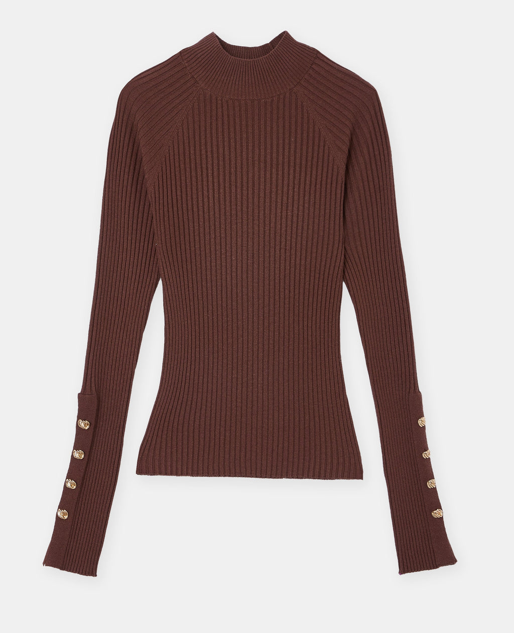 Pull ajusté en maille côtelée avec boutons bijoux