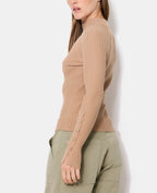 Pull ajusté en maille côtelée avec boutons bijoux