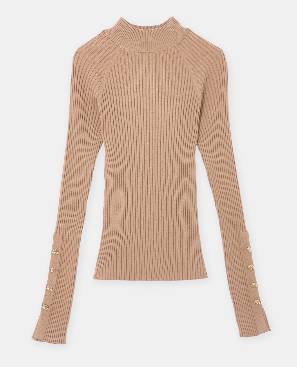 Pull ajusté en maille côtelée avec boutons bijoux
