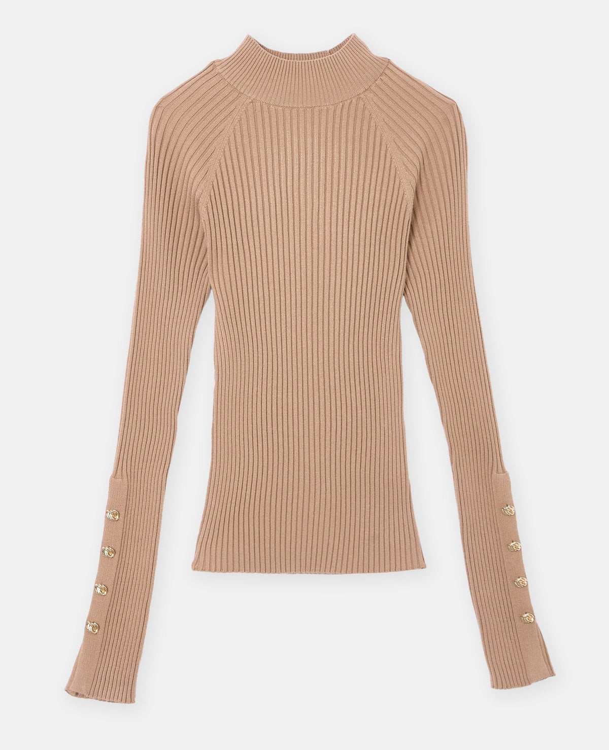 Pull ajusté en maille côtelée avec boutons bijoux