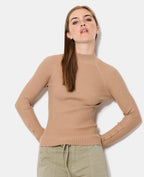 Pull ajusté en maille côtelée avec boutons bijoux