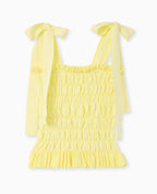 Top en maille avec smock et bretelles à nouer