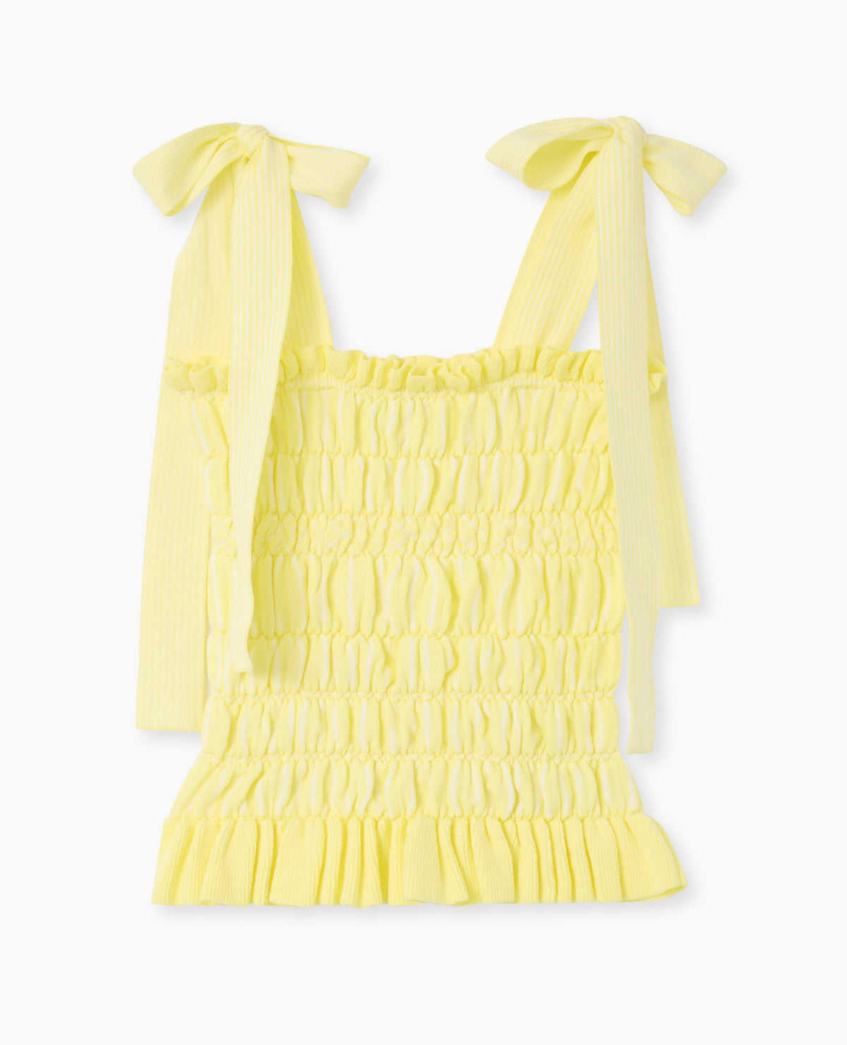 Top en maille avec smock et bretelles à nouer