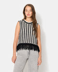Pull sans manches avec franges