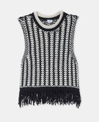 Pull sans manches avec franges