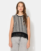 Pull sans manches avec franges