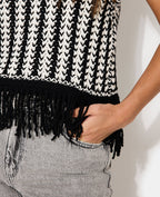 Pull sans manches avec franges