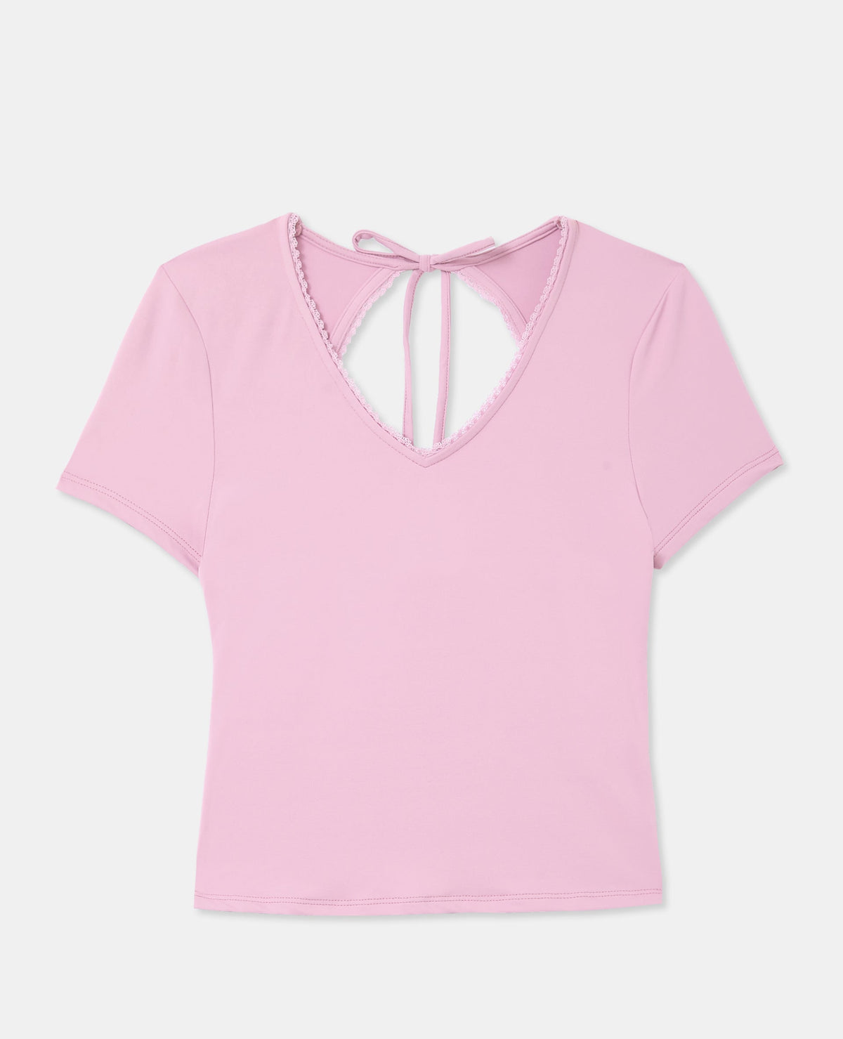 T-shirt col V avec découpe dos et détail dentelle