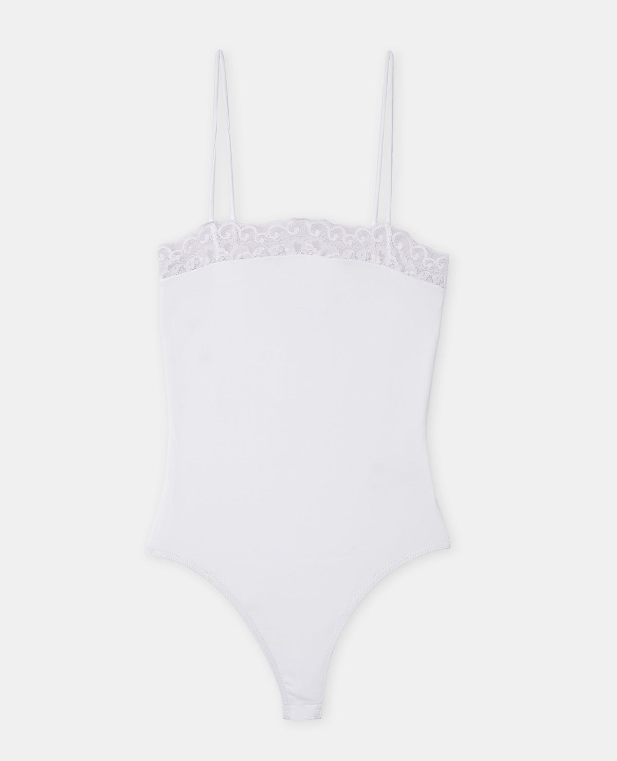 Body à bretelles en maille stretch avec dentelle