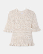Pull manches courtes en maille ajourée