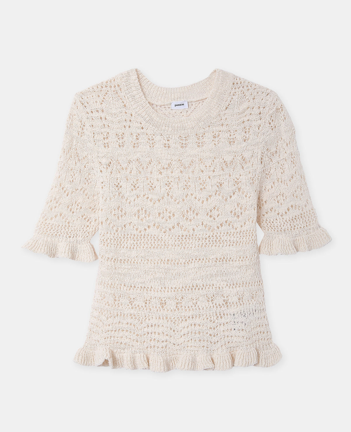 Pull manches courtes en maille ajourée