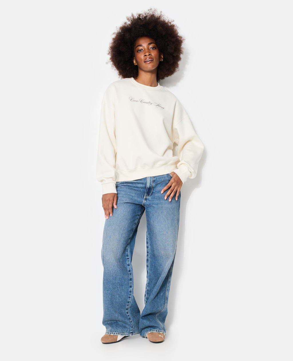 Sweat oversize avec print poitrine et dos