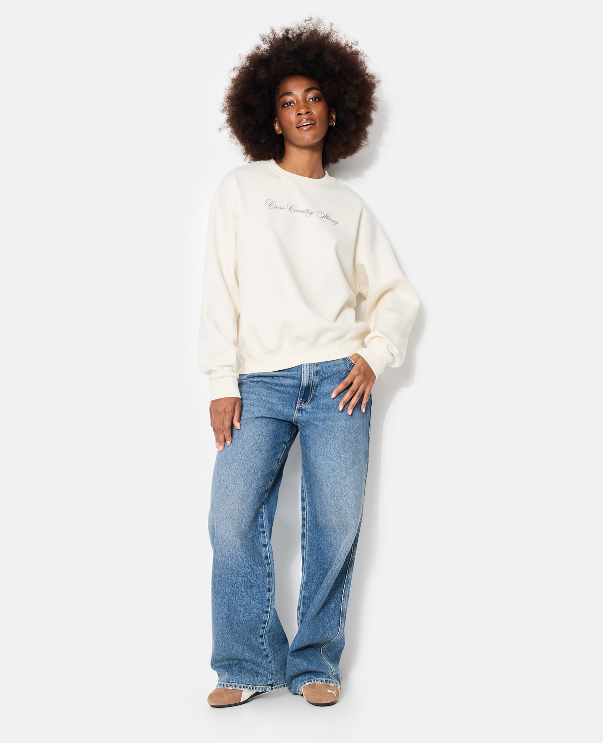 Sweat oversize avec print poitrine et dos