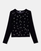 Top en résille avec perles et sequins