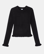 Pull en maille côtelée avec finitions ondulées