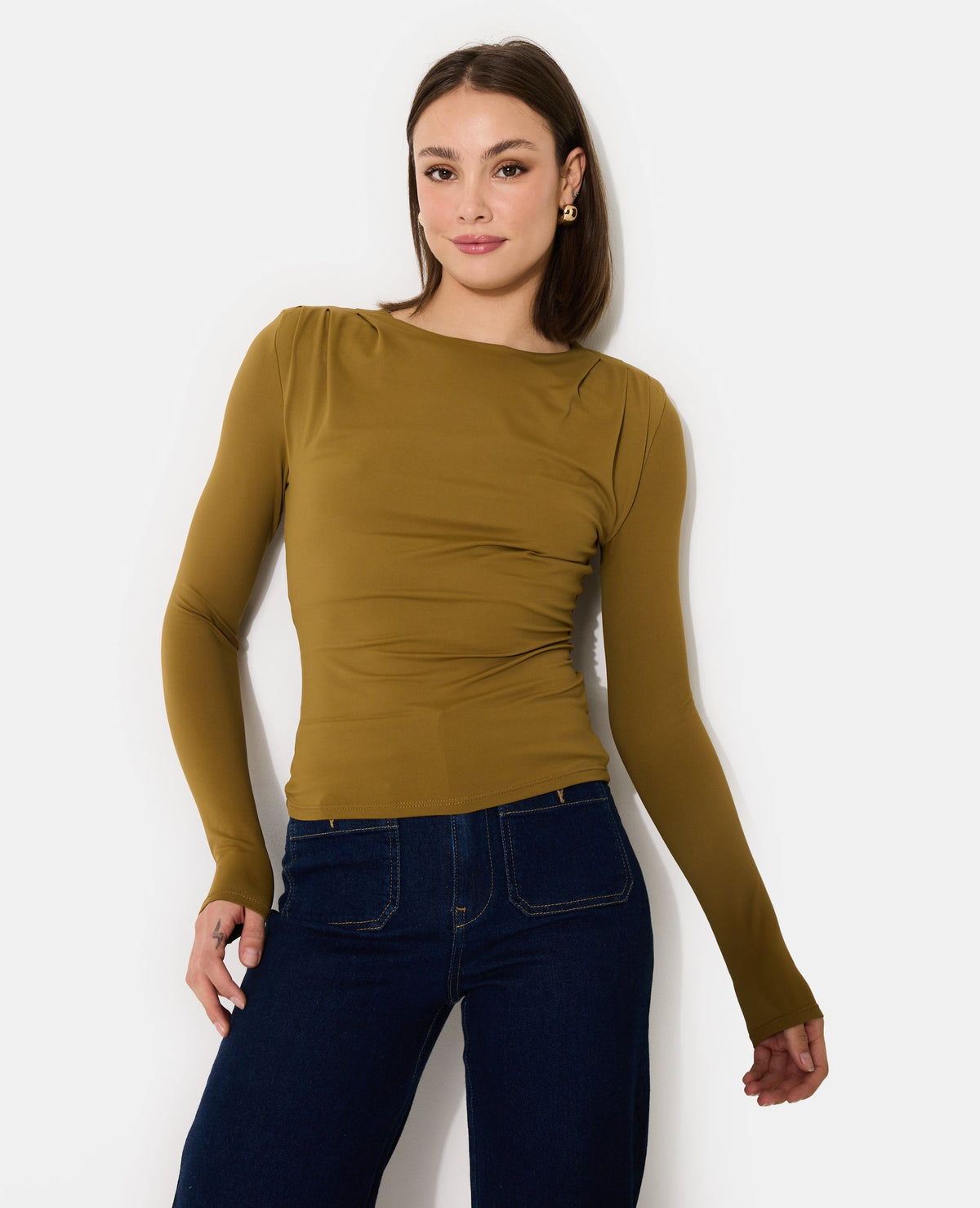 T-shirt manches longues avec épaulettes et pinces
