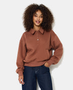 Sweat col polo avec poches et détails coupés