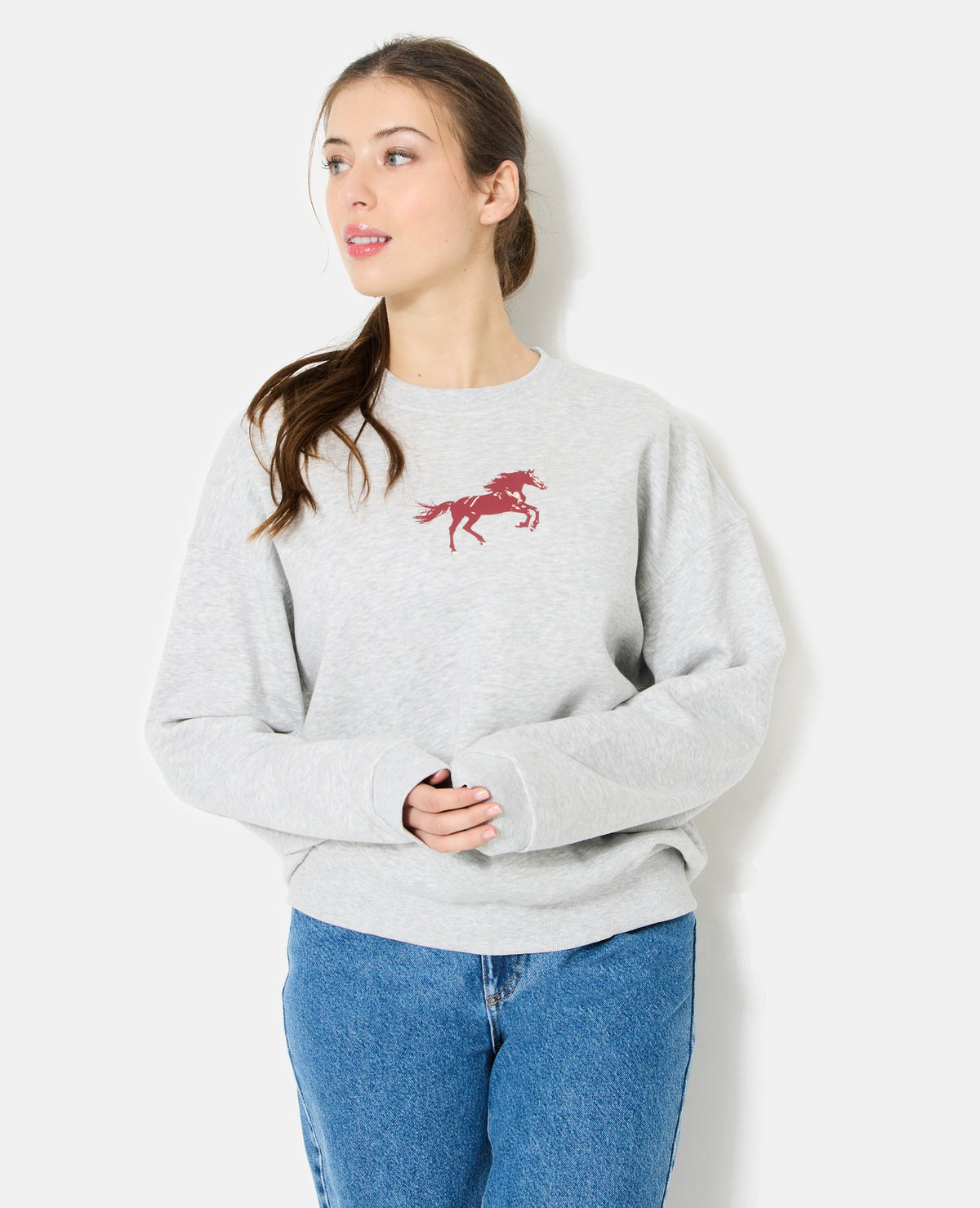 Sweat oversize avec print poitrine et dos