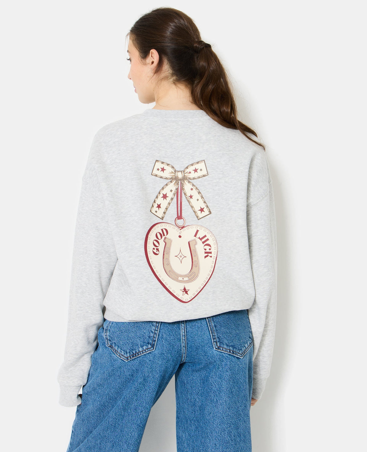 Sweat oversize avec print poitrine et dos