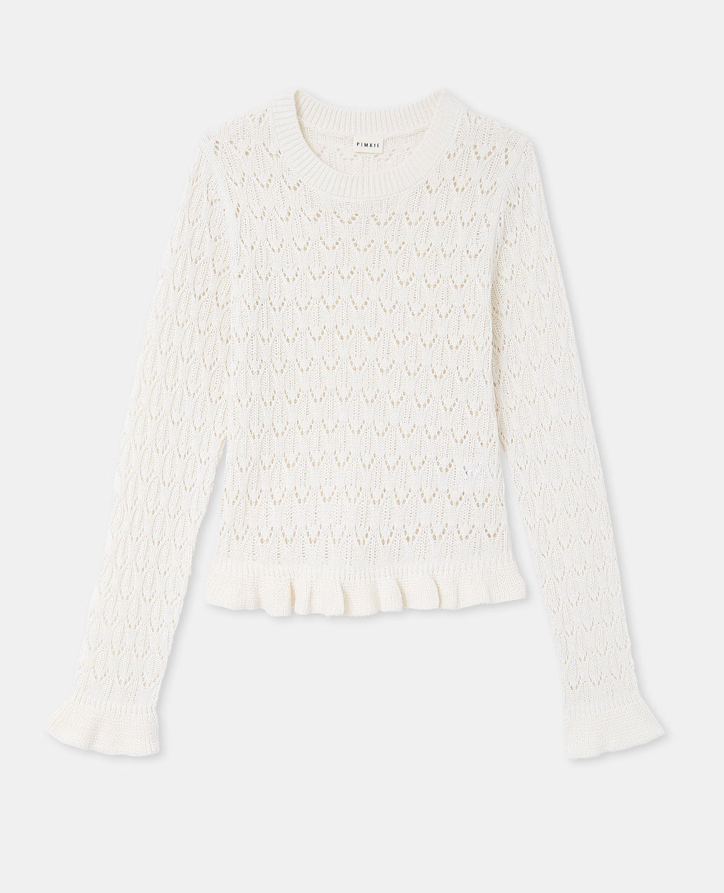 Pull en maille ajourée avec petits volants