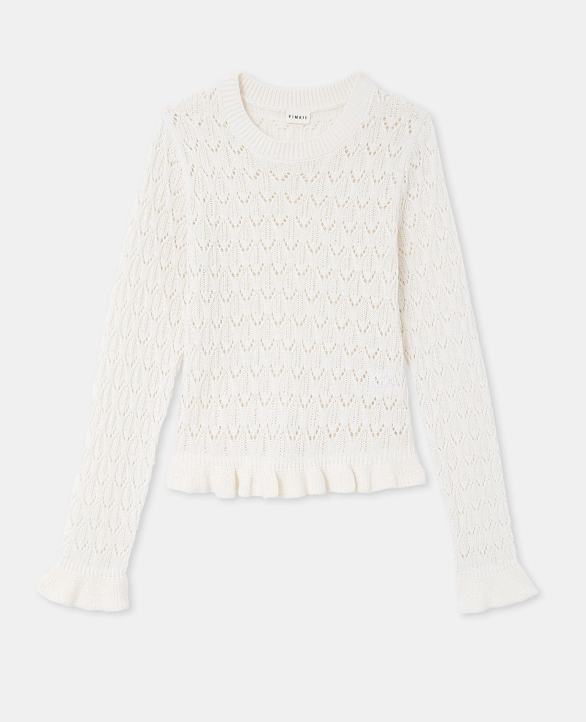 Pull en maille ajourée avec petits volants