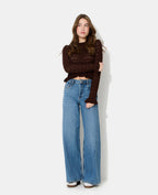 Pull en maille ajourée avec petits volants