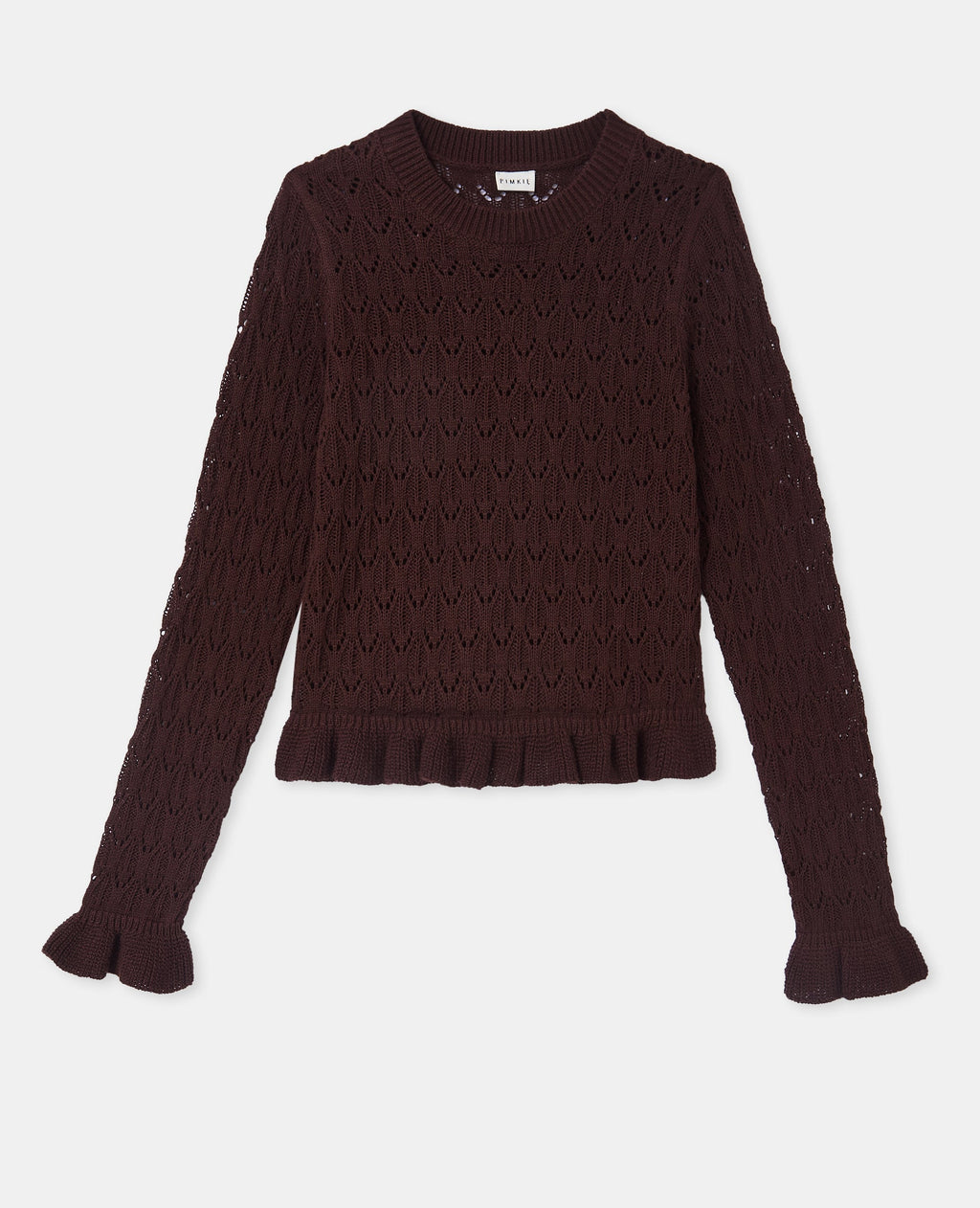 Pull en maille ajourée avec petits volants