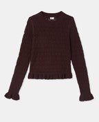 Pull en maille ajourée avec petits volants