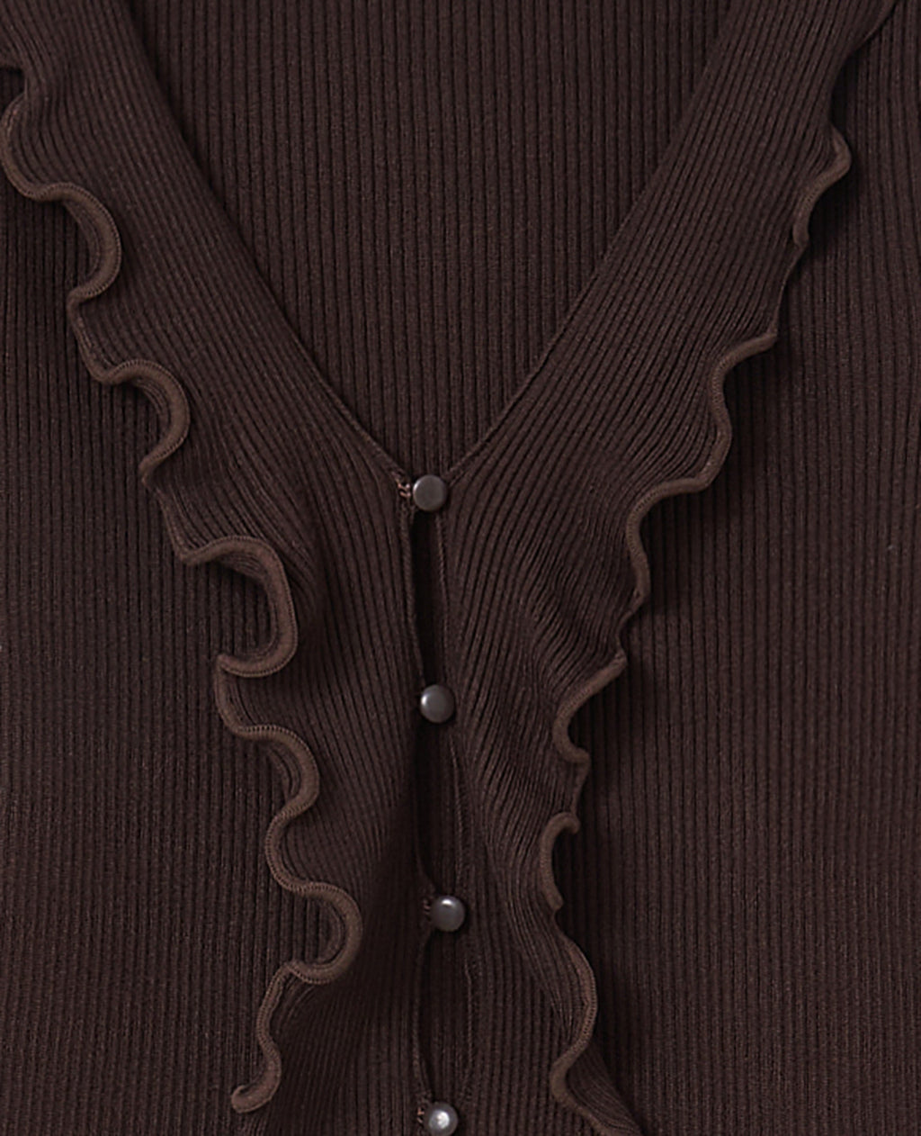 Gilet maille côtelée avec volants et bords ondulés
