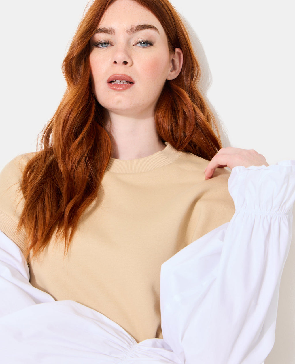 Sweat avec manches chemise effet 2 en 1