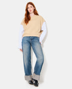 Sweat avec manches chemise effet 2 en 1