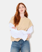 Sweat avec manches chemise effet 2 en 1