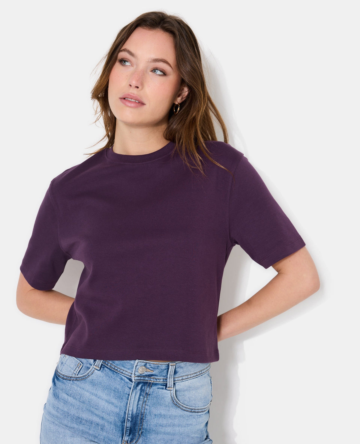 T-shirt ample et court col rond