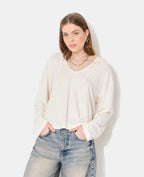 T-shirt manches longues en tissu doux avec capuche