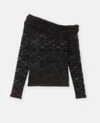 Top asymétrique en résille avec fleurs velours