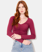 T-shirt manches longues avec fronces