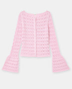 Gilet en maille ajourée avec boutons perles