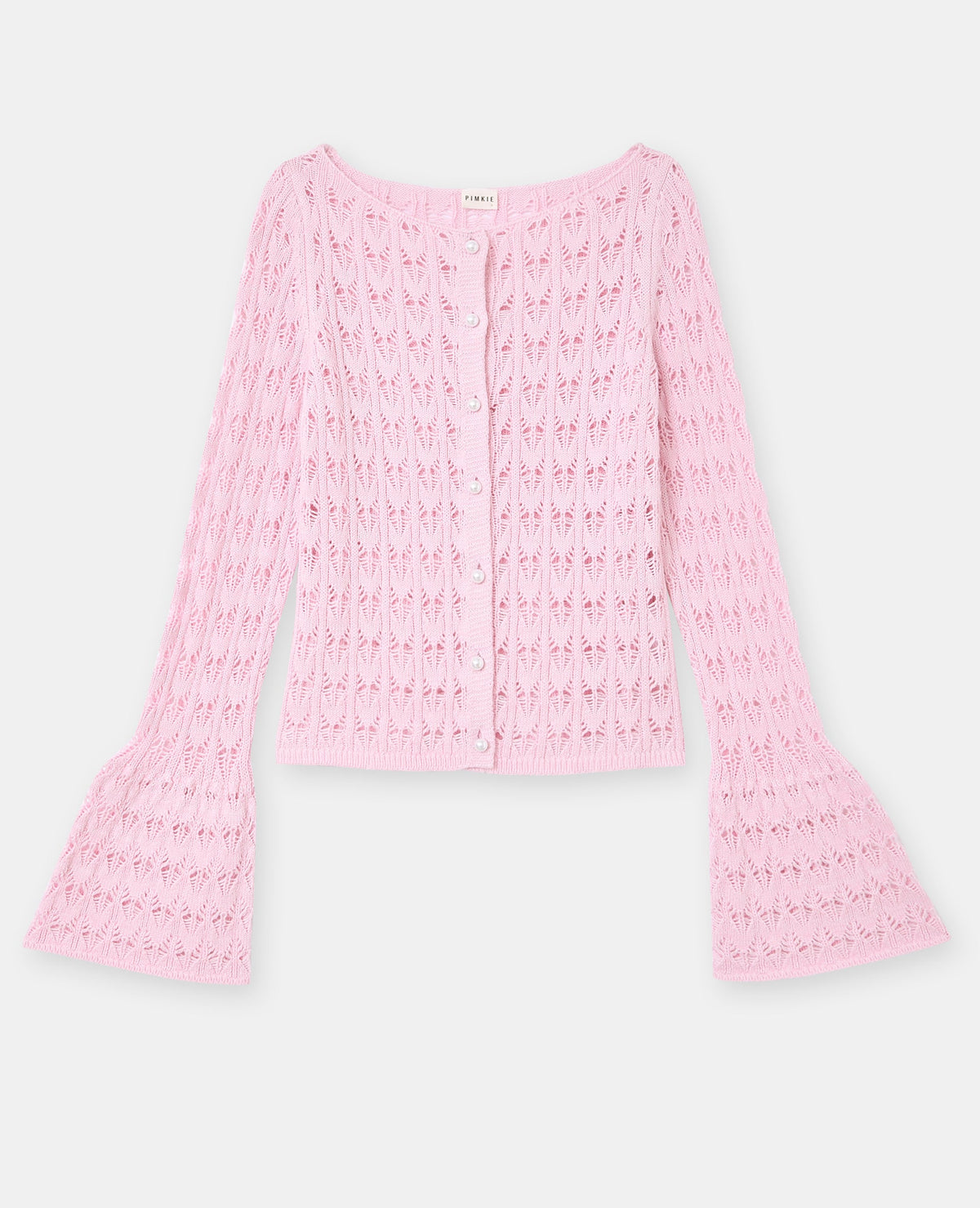 Gilet en maille ajourée avec boutons perles