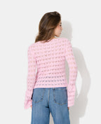 Gilet en maille ajourée avec boutons perles