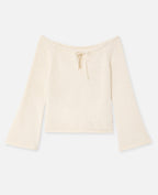 Pull encolure Bardot en maille poilue