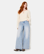 Pull encolure Bardot en maille poilue